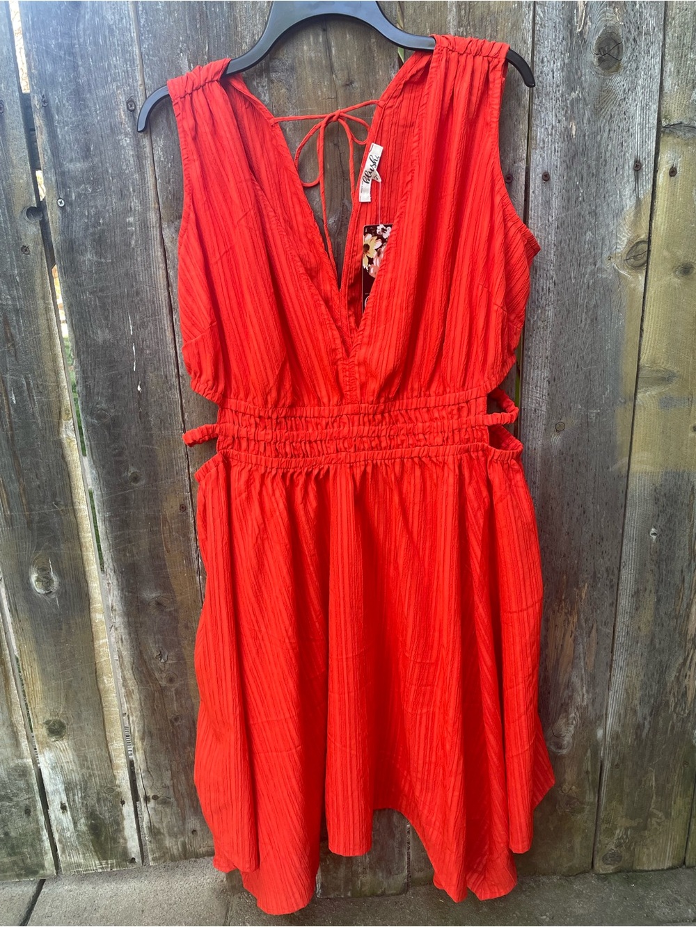 NWT- Women's Orange Sleeveless V-Neck Cut Out Sides Summer Dress Sz. 2X